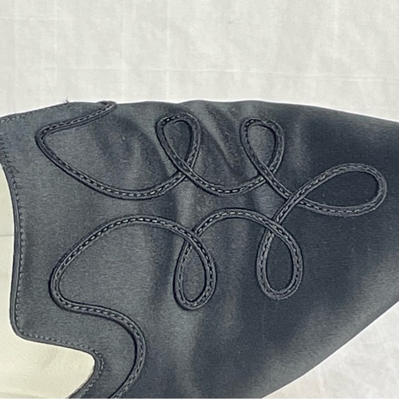 Rare Vintage 1993 PETER FOX Black Satin Shoes “Janet” soutache - Picture 9 of 16